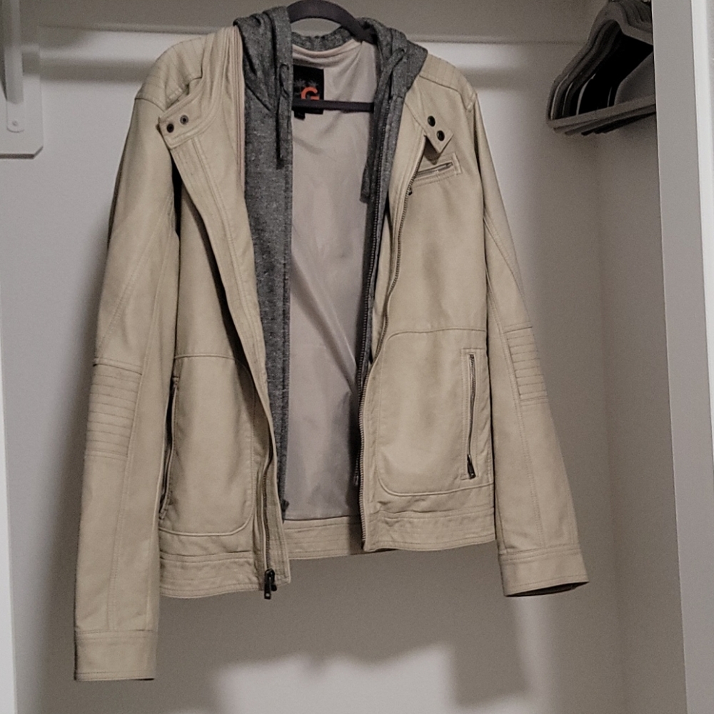 G by Guess faux leather tan jacket